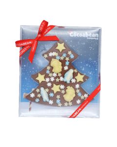 The Cocoabean Company - Chocolate Tree & Star Slabs with Christmas Decorations (6 x Star & 6 x Tree) - 12 x 180g
