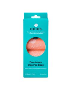 Adios Plastic Ltd - Compostable Poo Bags in Pink (4 Rolls/60 Bags) - 12 x 0.24kg