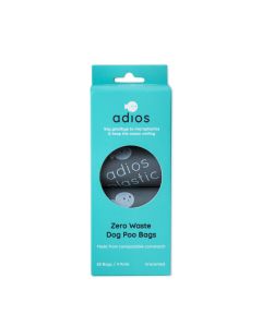 Adios Plastic Ltd - Compostable Poo Bags in Grey (60 Bags) - 12 x 4 Rolls