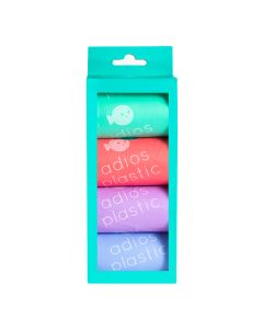 Adios Plastic Ltd - Compostable Poo Bags in Rainbow (4 Rolls/60 Bags) - 12 x 0.24kg
