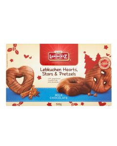 Lambertz - Lebkuchen Milk Chocolate Hearts Stars & Pretzels - 14 x 500g