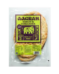Aagrah - Garlic & Coriander Naan (2 Pack) - 8 x 400g