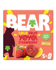 BEAR - Sour Strawberry Xtreme Fruit Yoyos Pack - 6 x 100g
