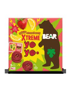 BEAR - Sour Strawberry Xtreme Fruit Yoyos - 6 x 100g