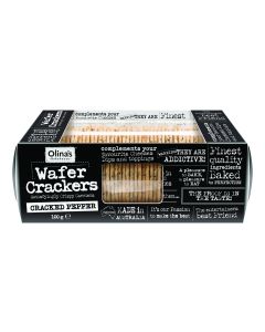 Olina's Bakehouse - Cracked Pepper Wafer Crackers - 12 x 100g