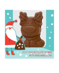 Cocoba - Christmas Reindeer Hot Chocolate Bombe With Mini Marshmallows, Single - 12 x 50g