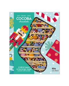 Cocoba - Stocking Shaped Loaded Bar with Candy Beans & Sprinkles - 12 x 65g