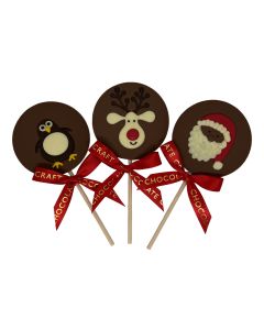 Chocolate Craft - Fairtrade Mixed Case of Festive Friends Chocolate Lollies - 10 x 30g