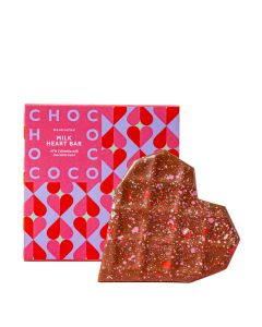 Chococo - 47% Colombia Milk Chocolate Heart Bar - 12 x 75g