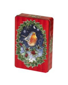 Churchill's Confectionery - Robin in Winter Tin with Belgian Choc Biscuits - 12 x 300g