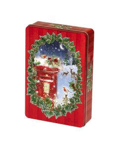 Churchill's Confectionery - Midnight Post Tin with White Choc & Rasp. Biscuits - 12 x 300g