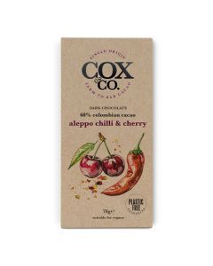Cox&Co. - 60% Aleppo Chilli & Cherry Single Origin Dar Chocolate Bar - 12 x 70g