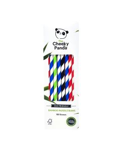 The Cheeky Panda - 100 Piece Plastic Free Multi Coloured Bamboo Paper Straws - 48 x 100g