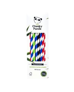 The Cheeky Panda - 100 Piece Plastic Free Multi Coloured Bamboo Paper Straws - 48 x 100g