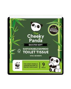The Cheeky Panda - 4ply 155 Sheets/9 Rolls Luxury Quilted Toilet Tissue - 5 x 1.1kg