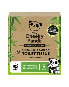 The Cheeky Panda - Natural Colour Toilet Tissue 9 Rolls/200 Sheets  - 5 x 1100g