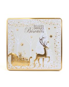 Silver Crane - Magical Reindeer and Sleigh Belgian Chocolate Biscuits Tin - 6 x 375g