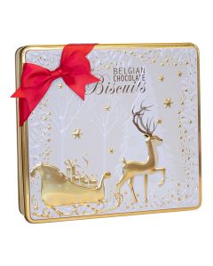 Silver Crane - Magical Reindeer & Sleigh Belgian Chocolate Biscuit Tin - 6 x 375g