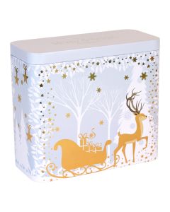 Silver Crane - Magical Reindeer & Sleigh Assorted Shortbread Biscuit Caddy - 6 x 300g