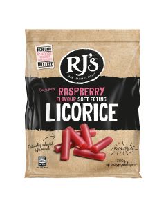 RJ's Licorice - Natural Soft Eating Raspberry Licorice - 12 x 300g