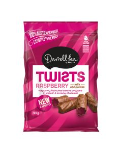 Darrell Lea - Milk Chocolate Coated Raspberry Liquorice Twists - 12 x 200g