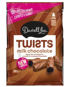 Darrell Lea - Milk Chocolate Coated Liquorice Twists - 12 x 200g