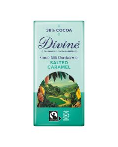 Divine Chocolate - Fairtrade 38% Milk Chocolate with Toffee & Sea Salt - 15 x 90g
