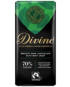 Divine Chocolate - 70% Dark Chocolate Mint - 15 x 90g