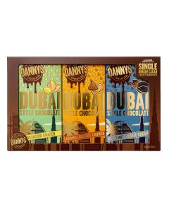 Danny's Chocolates - Dubai Style Trio Chocolate Bar Gift Pack inc. Pistachio & Knafeh, Caramel Biscuit Crunch, Hazelnut Cookie Cream - 6 x 570g
