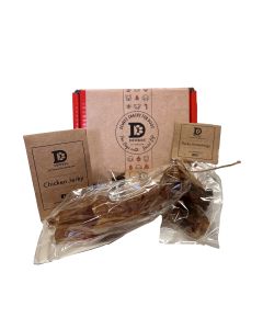 Dewkes Snacks for Dogs - Christmas Treat Box (inc. 1 x Chicken Jerky, 1 x Porky Scratching, 1 x Beefy Stick, 1 x Cranberry & Turkey Bites) - 4 x 300g