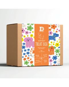 Dewkes Snacks for Dogs - Birthday Treat Box (inc. 1 x Beefy Stick, 1 x Chicken Jerky, 1 x Porky Scratchings, 1 x Fishy Bites) - 4 x 300g