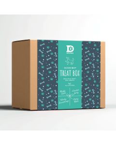 Dewkes Snacks for Dogs - Good Boy Treat Box (inc. 1 x Beefy Stick, 1 x Chicken Jerky, 1 x Porky Scratchings, 1 x Fishy Bites) - 4 x 300g