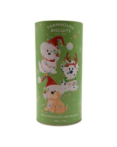 Farmhouse Biscuits - Christmas Puppy Tube with Milk Chocolate Chip Biscuits - 12 x 150g