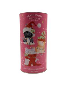 Farmhouse Biscuits - Christmas Kitten Tube with Chocolate Orange Biscuits - 12 x 150g