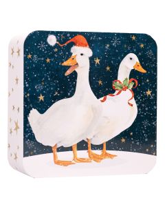 Farmhouse Biscuits - Embosed Geese Square Assortment Tin - 8 x 400g