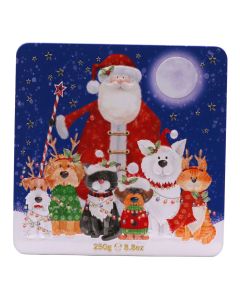 Farmhouse Biscuits - Santa, Cat & Dog Tin with with Oat, Cranberries & White Chocolate Chunk Biscuits - 12 x 250g