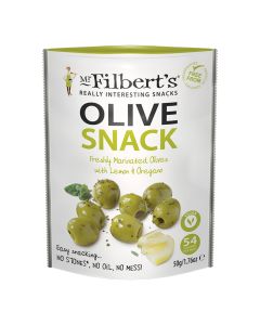 Mr Filbert's - Lemon & Oregano Green Olives - 12 x 50g