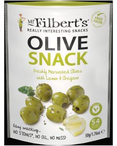 Mr Filbert's - Lemon & Oregano Green Olives - 12 x 50g