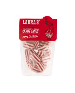 Laura's Confectionery - Strawberry & Cream Candy Canes Pouch - 8 x 144g