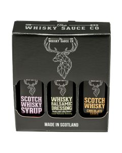 Whisky Sauce Co - Trio Bottle Sweet Gift Set (1 x Whisky Chocolate Sauce 1 x Whisky Syrup, 1 x Whisky Balsamic Dressing) - 8 x 300ml