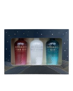 Mermaid - Mixed Trio Gift Set (1 x 5cl Pink Gin 38% ABV, 1 x 5cl Salt Vodka 40% ABV & 1 x 5cl London Dry Gin 42% ABV) - 12 x 150ml