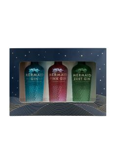 Mermaid - All Gin Trio Gift Set (1 x 5cl London Dry Gin 42% ABV, 1 x 5cl Pink Gin 38% ABV, 1 x Zest Gin 40% ABV) - 12 x 150ml
