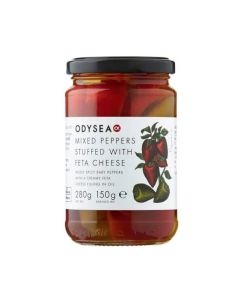 Odysea - Green & Red Spicy Peppers Stuffed with Cream Cheese & Feta in Oil - 6 x 280g