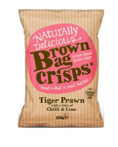 Brown Bag Crisps - Tiger Prawn with Chilli & Lime Crisps - 10 x 150g