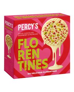 Percy's Bakery - White Chocolate, Raspberry and Pistachio Florentines - 8 x 150g