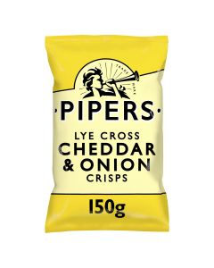Pipers - Lye Cross Cheddar & Onion Crisps - 8 x 150g