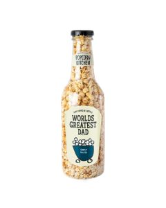 Popcorn Kitchen - World's Greatest Dad Giant Money Bottle with Simply Salted Popcorn - 6 x 350g