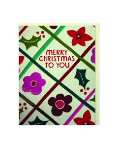 Raspberry Blossom - Merry Christmas Card (9.6cm x 13.3cm) - 6 x Single Units