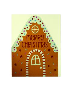 Raspberry Blossom - Merry Christmas Gingerbread House Card (9.6cm x 13.3cm) - 6 x Single Units