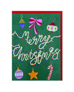 Raspberry Blossom - Merry Christmas Green Card (11.5cm x 16.2cm) - 6 x Single Units